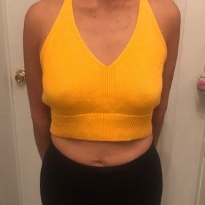 croched yellow halter top